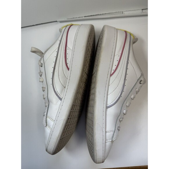 Puma Women’s Vikky 2 Sneaker In White W/Purple Pink Yellow Stripes Sz 8.5 - Picture 3 of 9